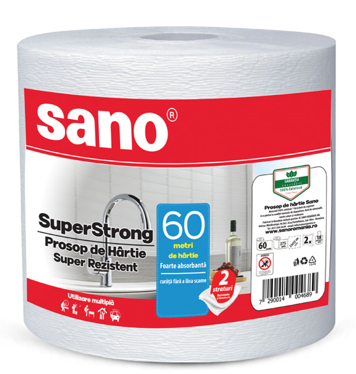 SANO Prosop din hartie monorola  60 metri  portionata in 275 foi.